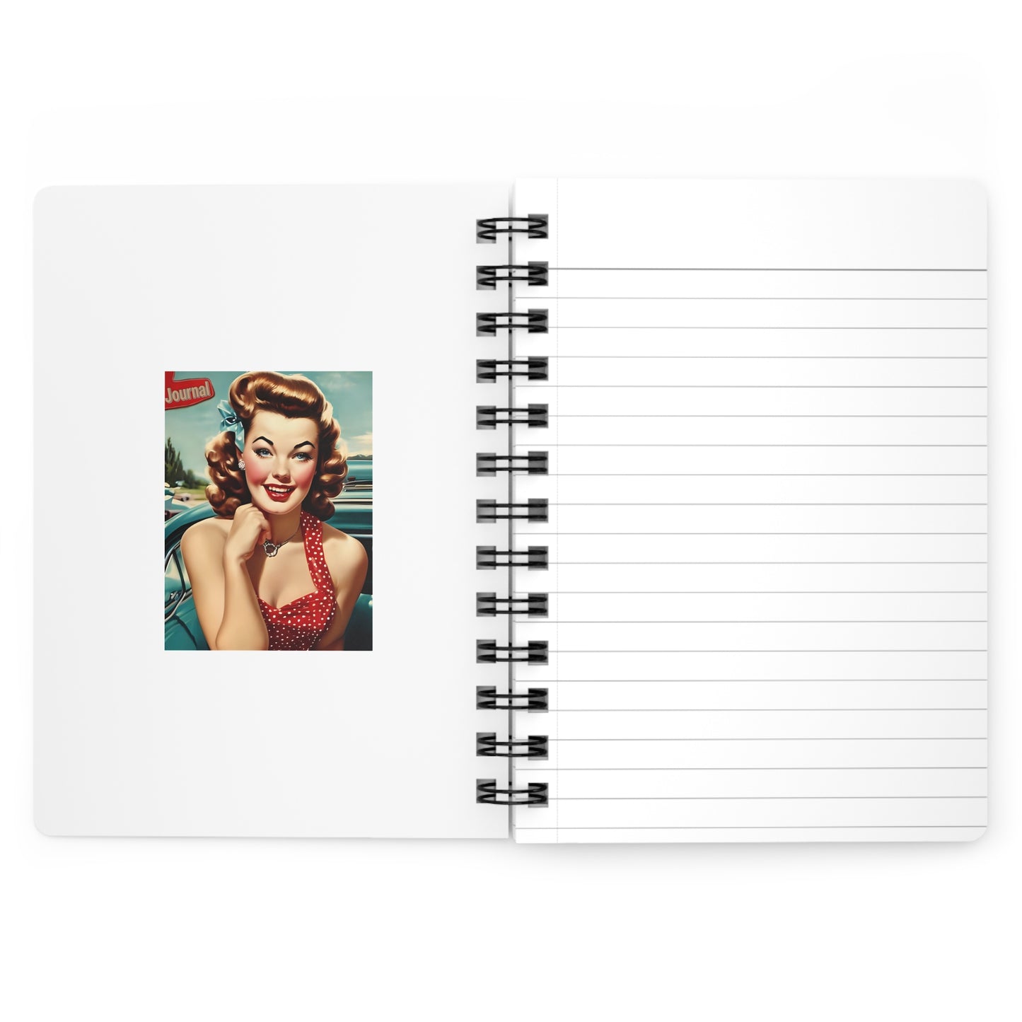 Spiral Bound Journal, 50's pin up girl journal, 60's pin up girl journal, fancy journal