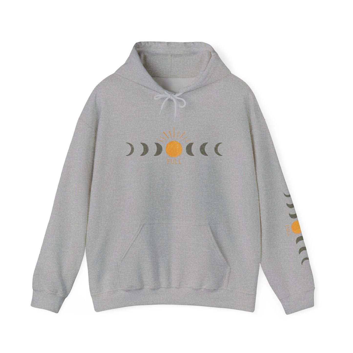 Moon Phase Sun Hoodie — Celestial Phases Graphic Pullover