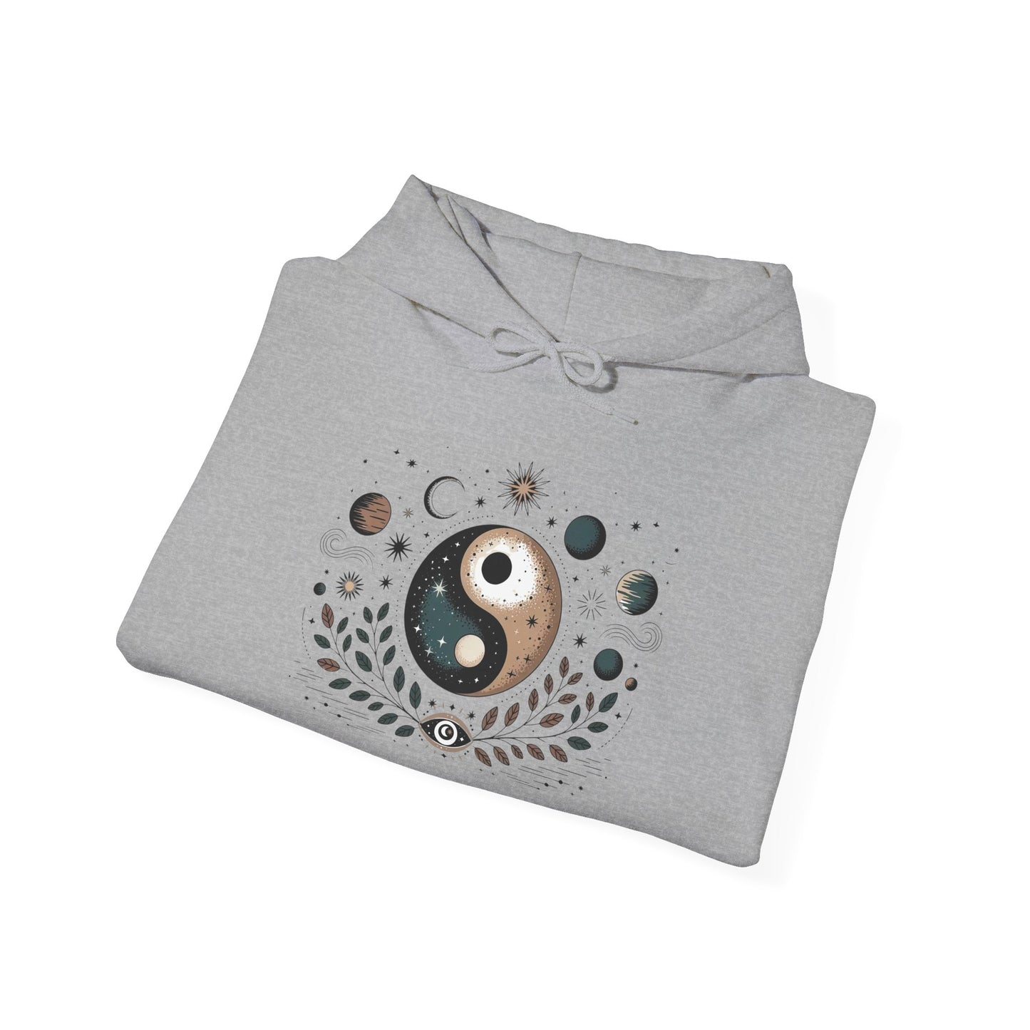 Yin Yang Moon Phases Hoodie — Celestial Balance Spiritual Sweatshirt