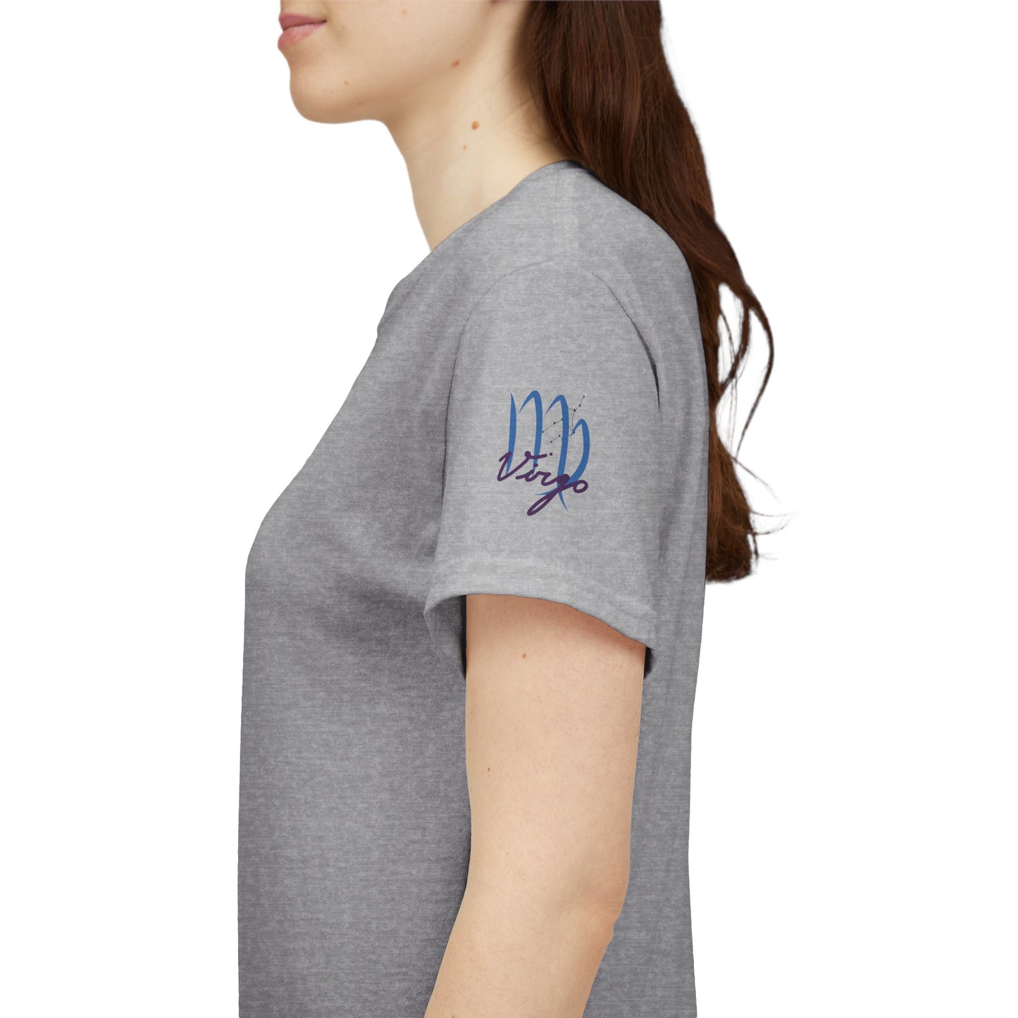 Virgo Zodiac T-Shirt – Elegant Blue Virgo Script Tee
