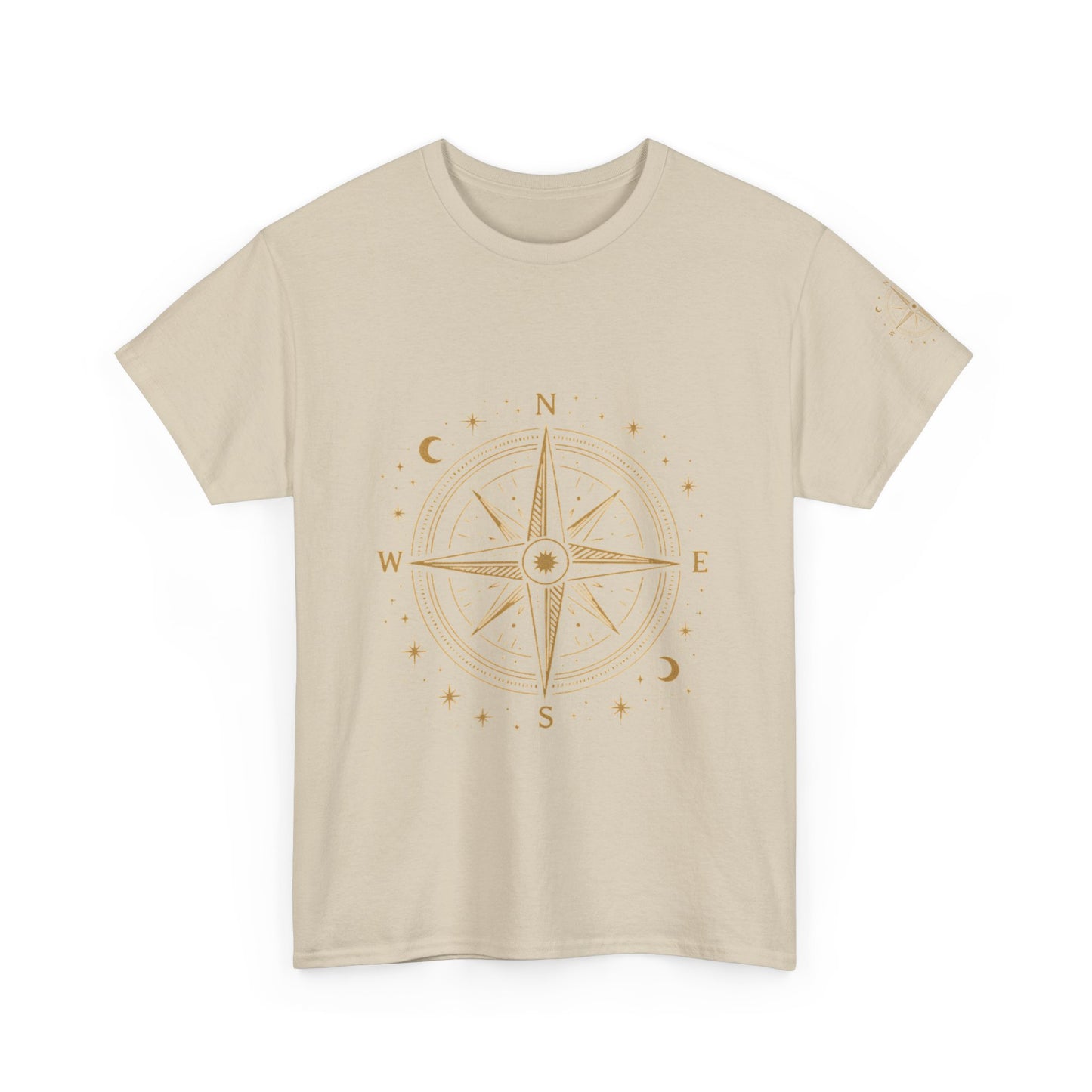 Compass Rose Tee — Minimal Gold Nautical Compass T-Shirt