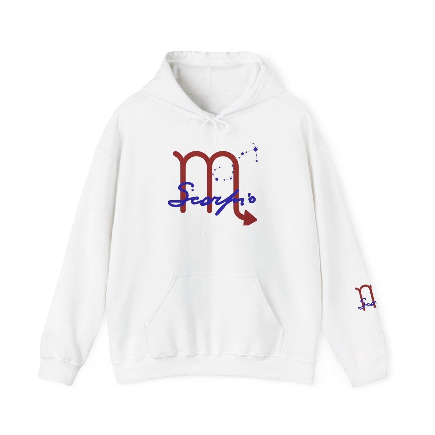 Scorpio Zodiac Hoodie — Minimal Red & Blue Scorpio Symbol Sweatshirt