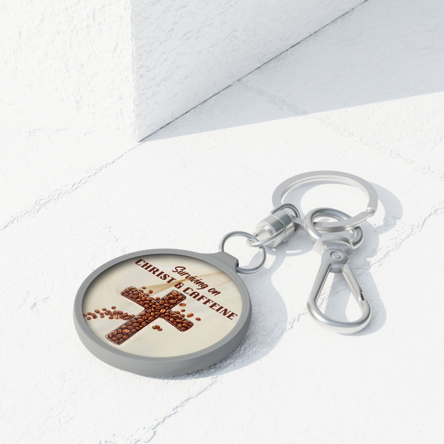 Faith-Inspired Keyring Tag, Christian Keychain, Coffee Lover Gift, Surviving on Christ & Caffeine, Inspirational Keychain, Religious [...]
