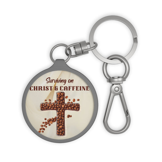 Faith-Inspired Keyring Tag, Surviving on Christ & Caffeine Keychain, Christian Gift, Coffee Lover Keepsake, Religious Accessories, [...]