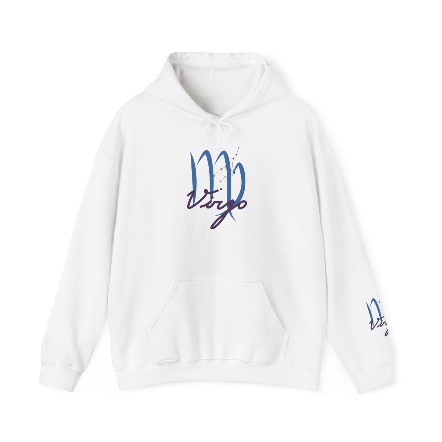 Virgo Script Zodiac Hoodie — Elegant Blue Virgo Sign Sweatshirt