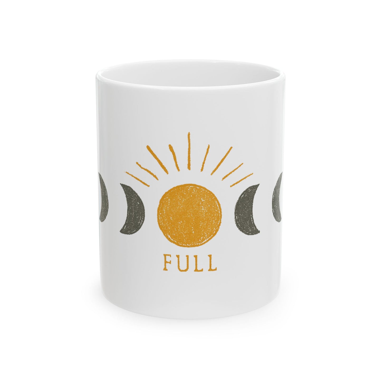 Moon Phase Ceramic Mug — Full Moon Sunrise Design (11oz & 15oz)
