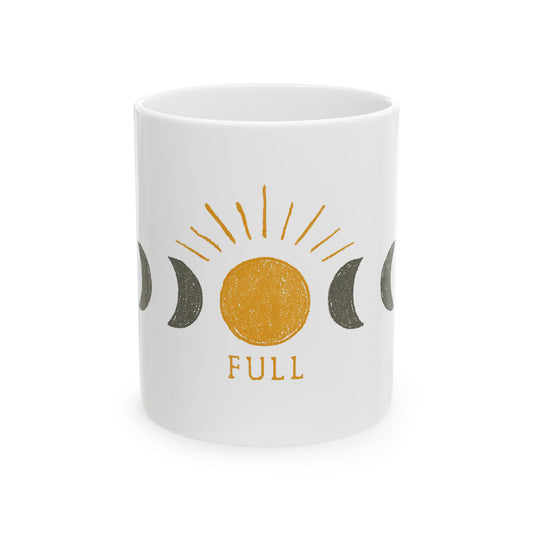Moon Phase Ceramic Mug — Full Moon Sunrise Design (11oz & 15oz)
