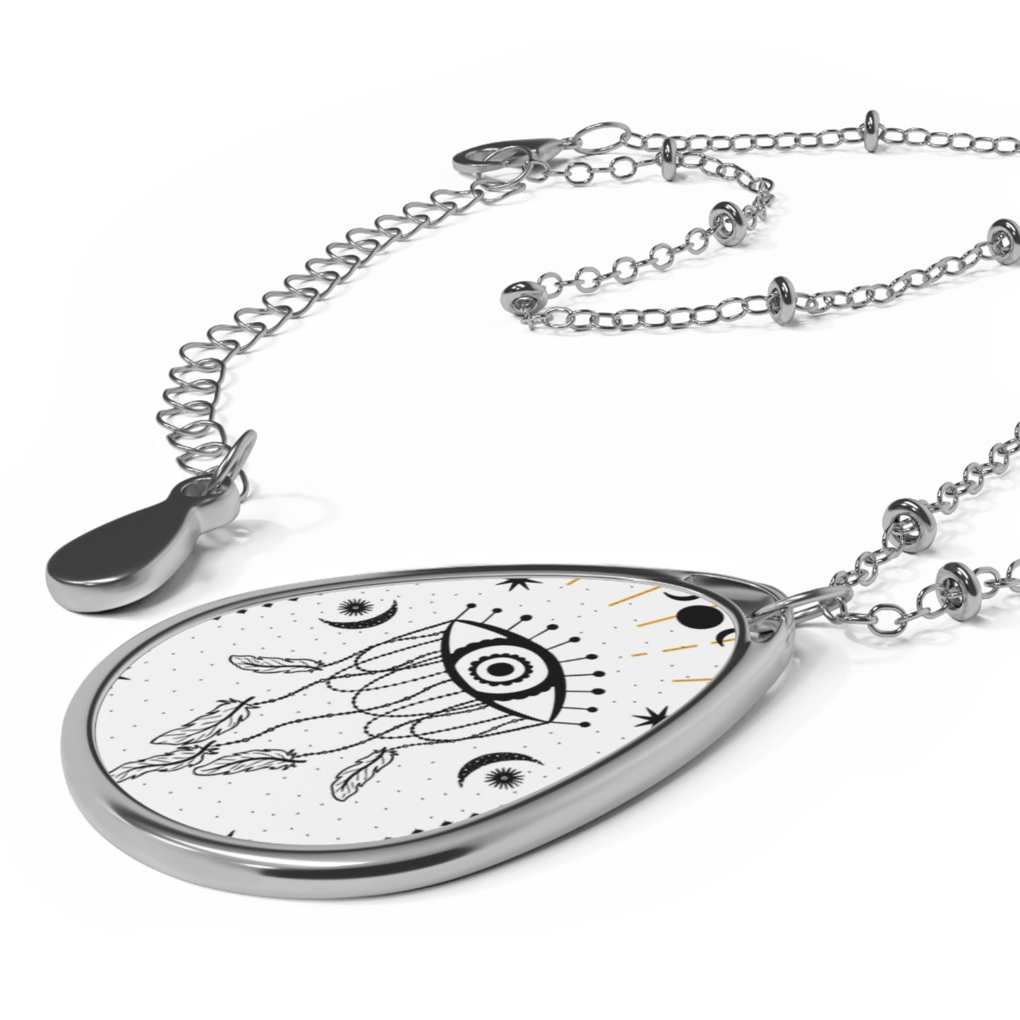 Mystical Oval Necklace with Eye Design, Celestial Necklace, Mystical Eye Jewelry, Evil Eye Jewelry, Evil Eye