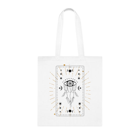 Mystical Eye Cotton Tote Bag - Bohemian Style Eco-Friendly Shopper, Celestial Tote Bag, Celestial Shopping Tote