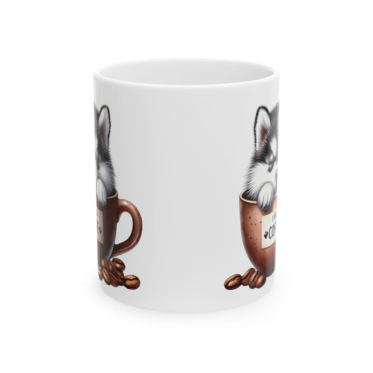 Personalized Husky in Coffee Mug Ceramic Mug — Cute Dog Coffee Lover Gift (11oz, 15oz)