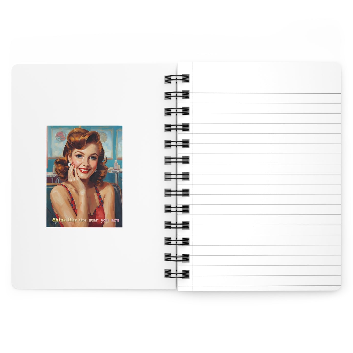 Spiral Bound Journal, pin up girl journal, 50's journal, 50's lady, 60's pin up girl