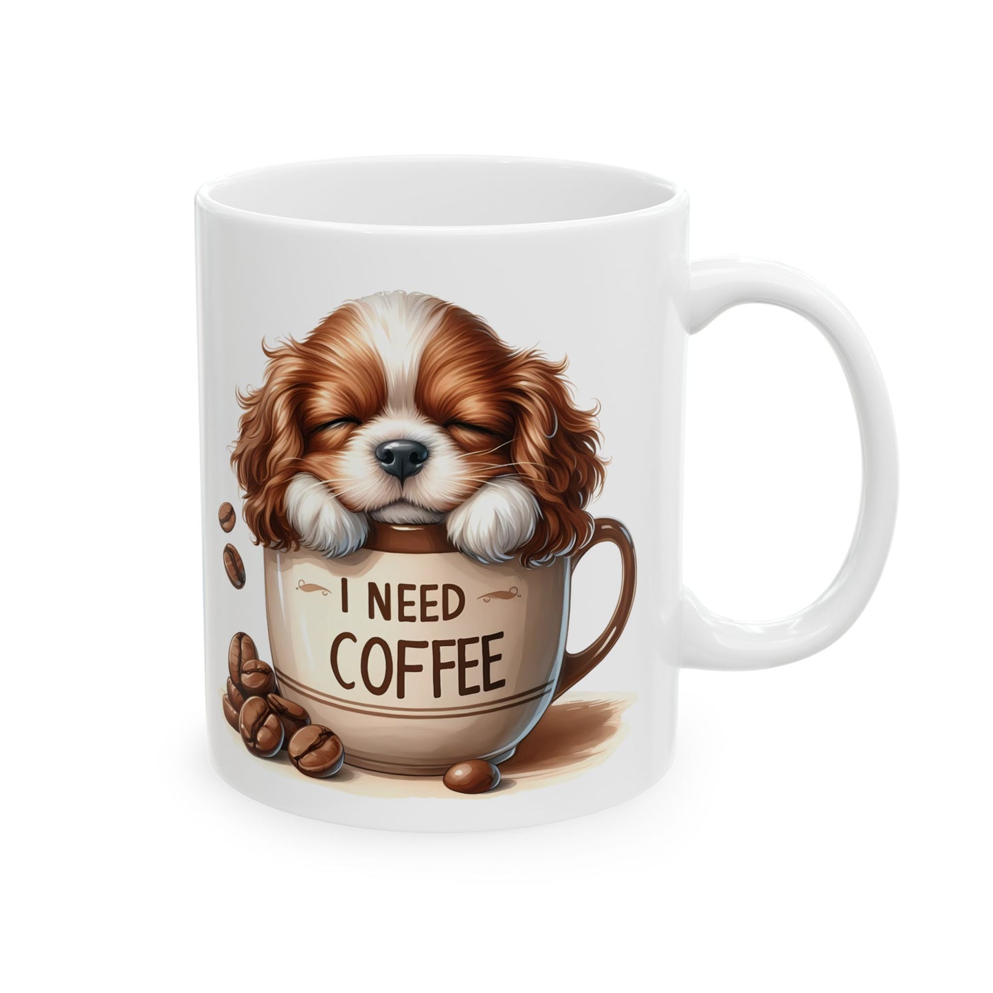 Personalized Coffee Lover Mug — Cute Coffee Bean & Cozy Cup Illustration (11oz, 15oz)