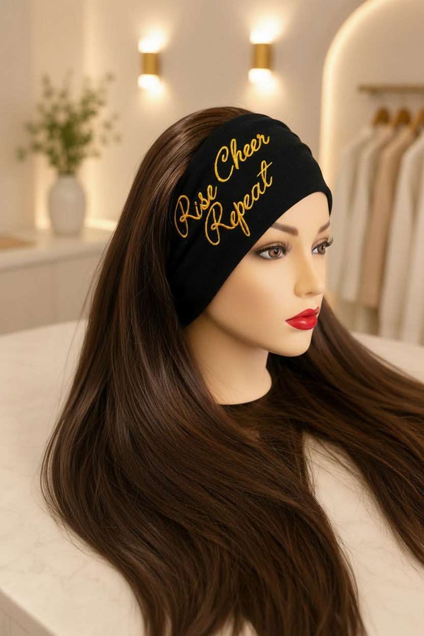 Rise Cheer Repeat Emboirdered Headband