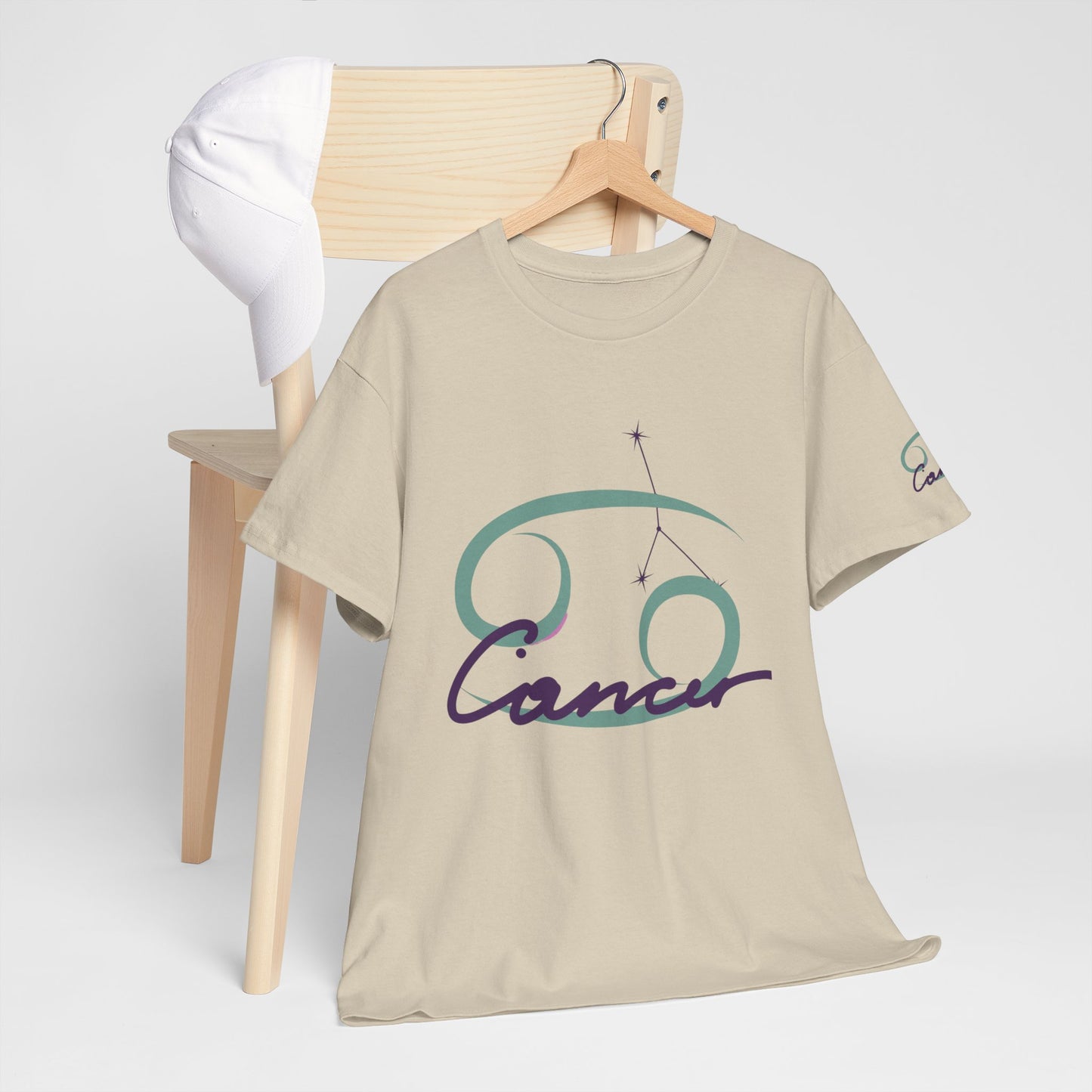 Cancer Zodiac T‑Shirt — Minimal Constellation & Script Design