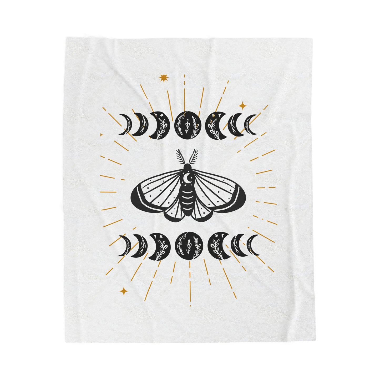 Mystical Moth Velveteen Plush Blanket, Cozy Home Decor, Gift for Nature Lovers, Celestial Artwork, Ideal for Cozy Nights