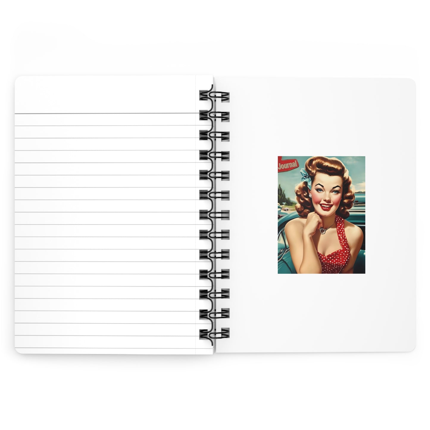 Spiral Bound Journal, 50's pin up girl journal, 60's pin up girl journal, fancy journal