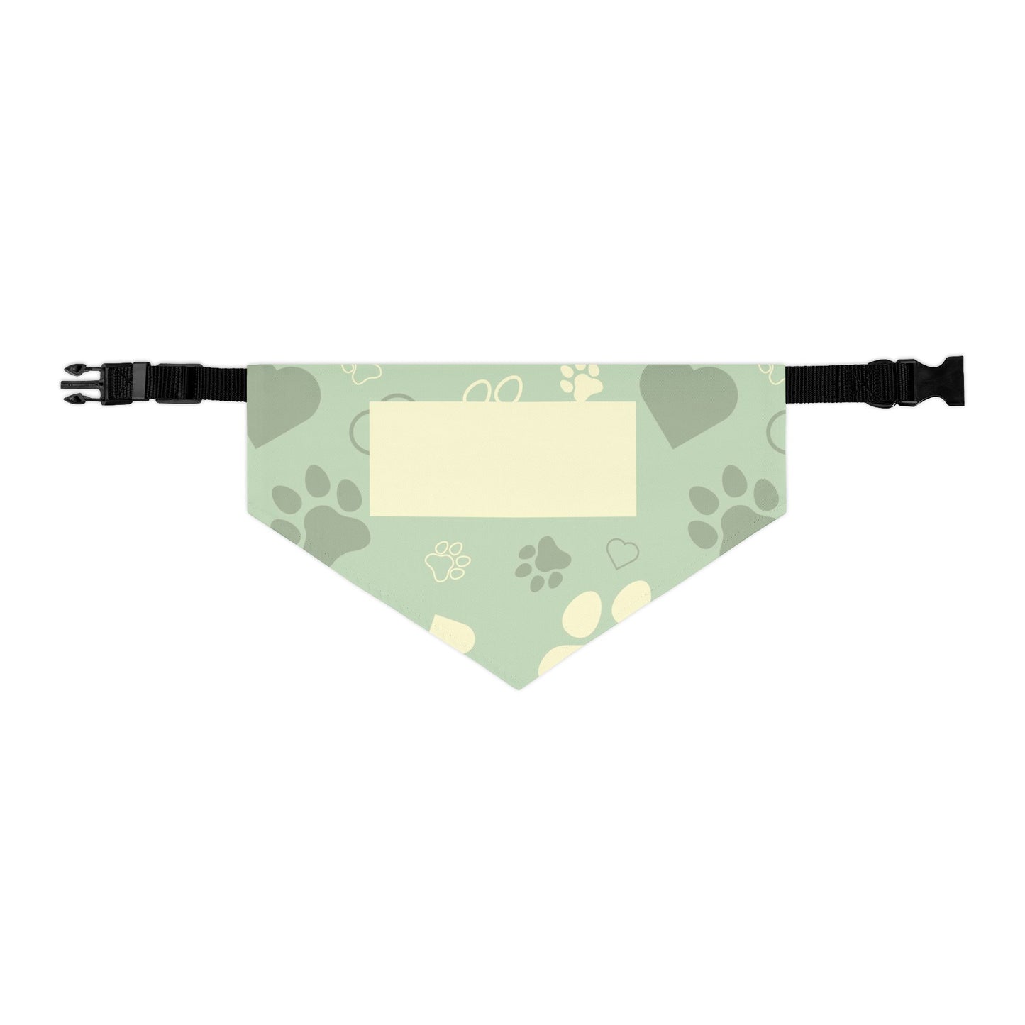 Personalized Paw Print Pet Bandana Collar - Custom Name Tag Area, Green