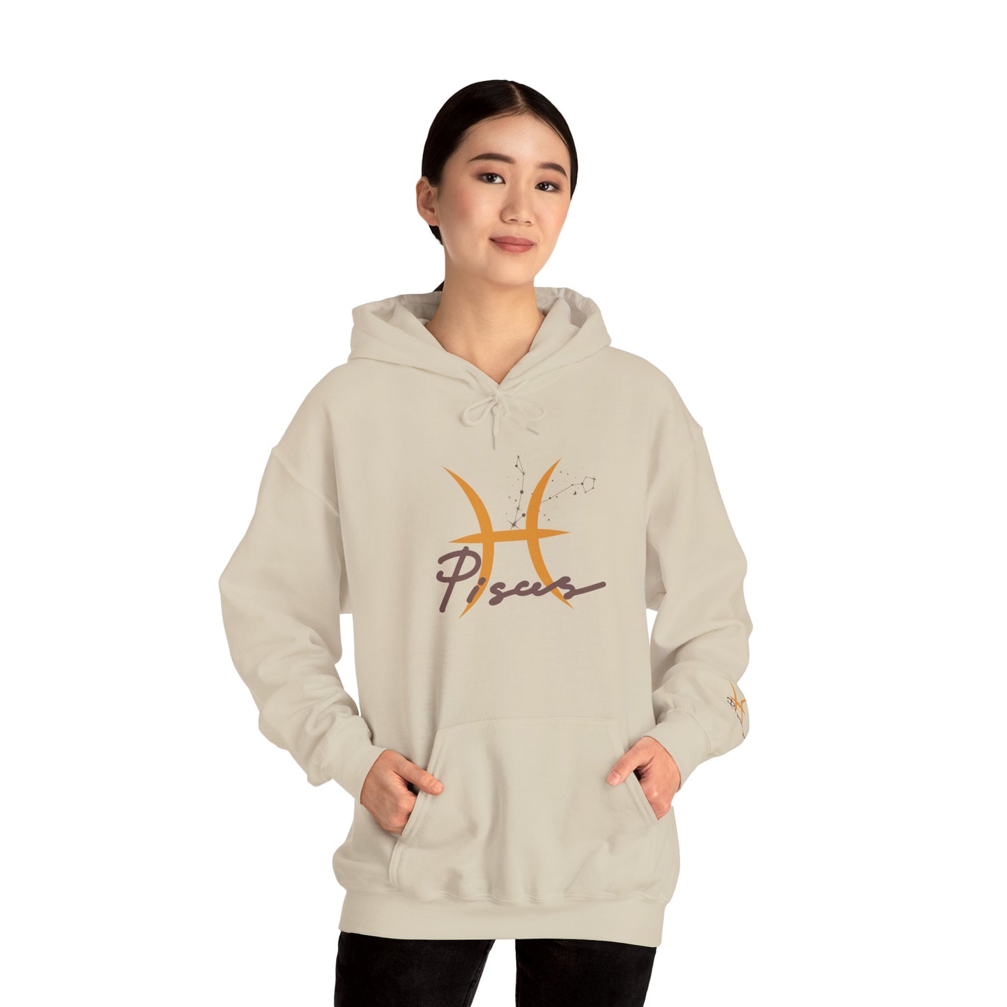 Pisces Zodiac Hoodie — Minimal Gold Astrology Sweatshirt