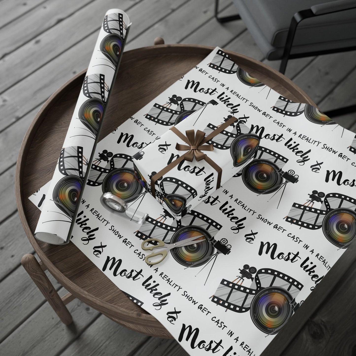 Film-Themed Wrapping Paper for Movie Lovers, Gift Wrap for Birthdays, Holidays, and Celebrations, Unique Present Packaging, Party Supplies