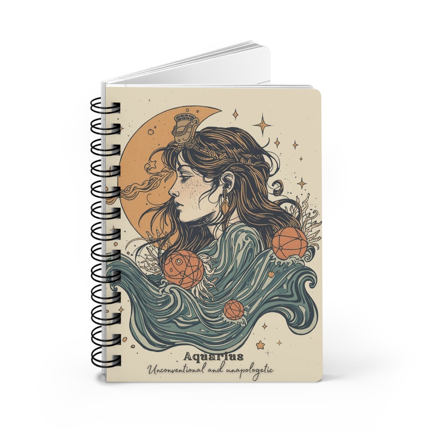 Aquarius Spiral Bound Journal - Celestial Zodiac Notepad for Astrology Lovers