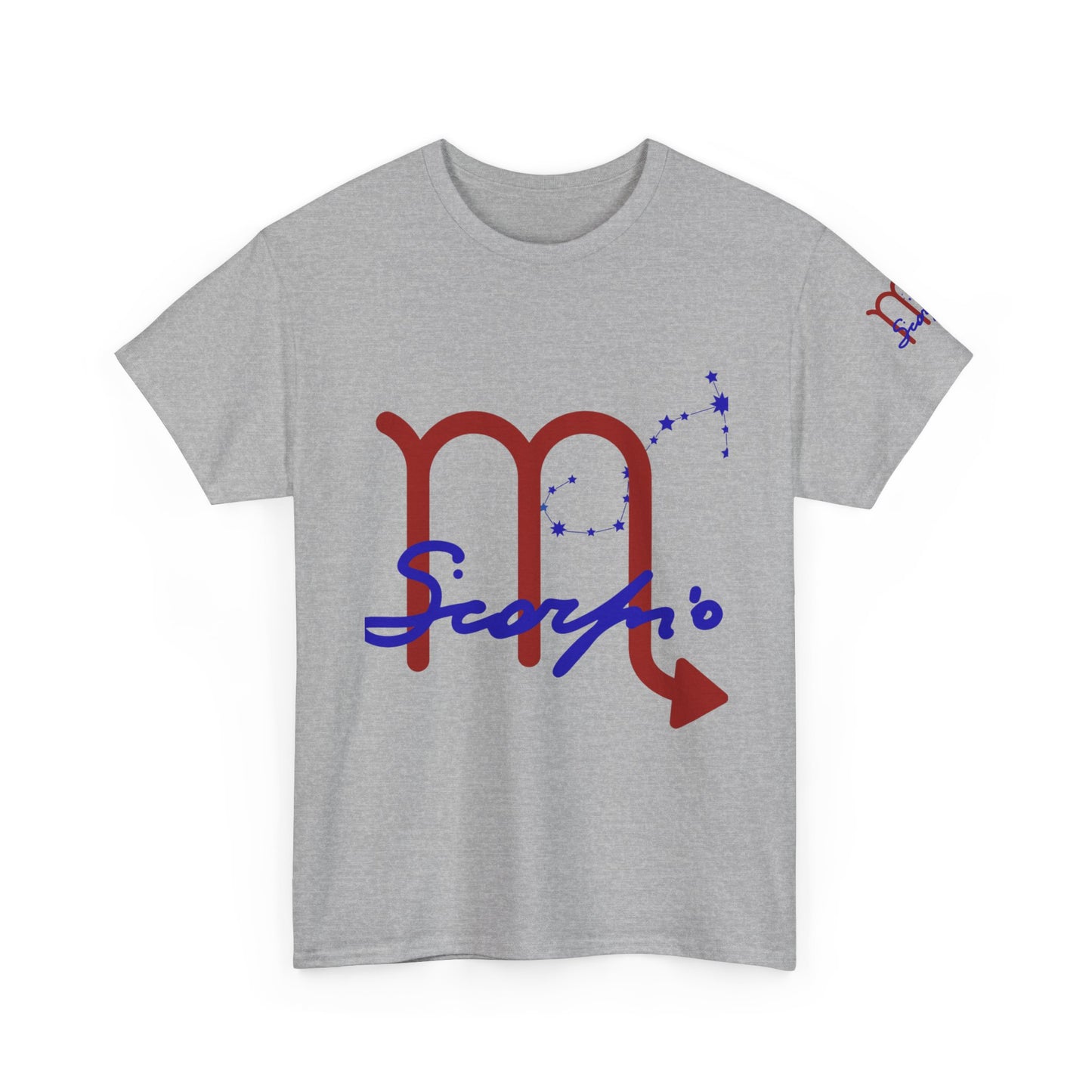 Scorpio Zodiac T-Shirt — Red Glyph & Script Astrology Tee