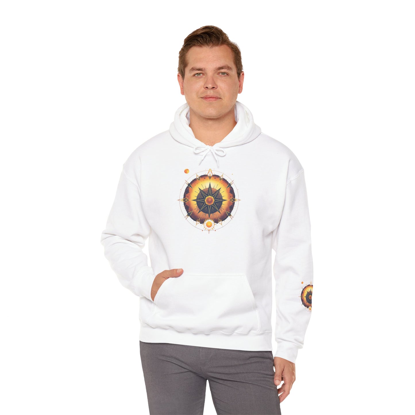 Mandala Sun Hoodie — Spiritual Boho Graphic Sweatshirt