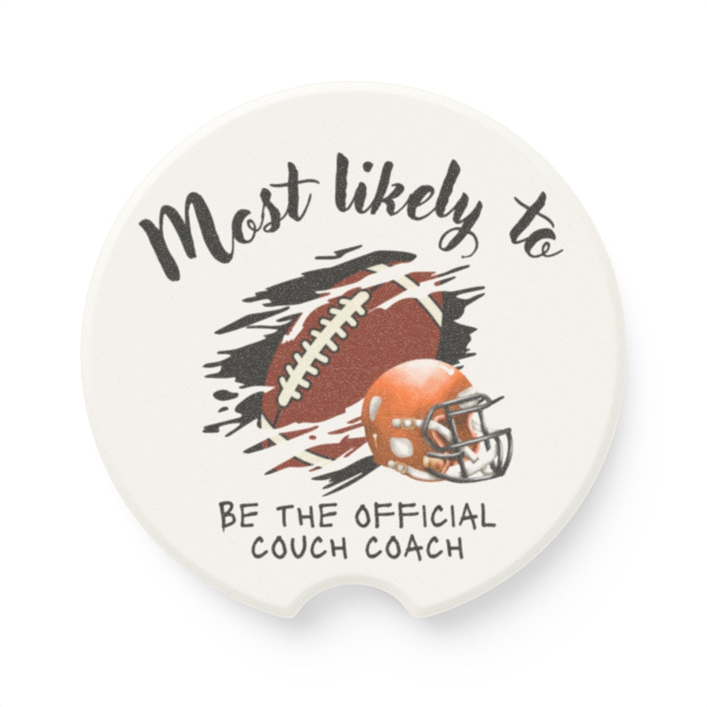 Football Coach Soapstone Car Coaster - Most Likely to Be the Official Couch Coach - Men's Sports Coaster
