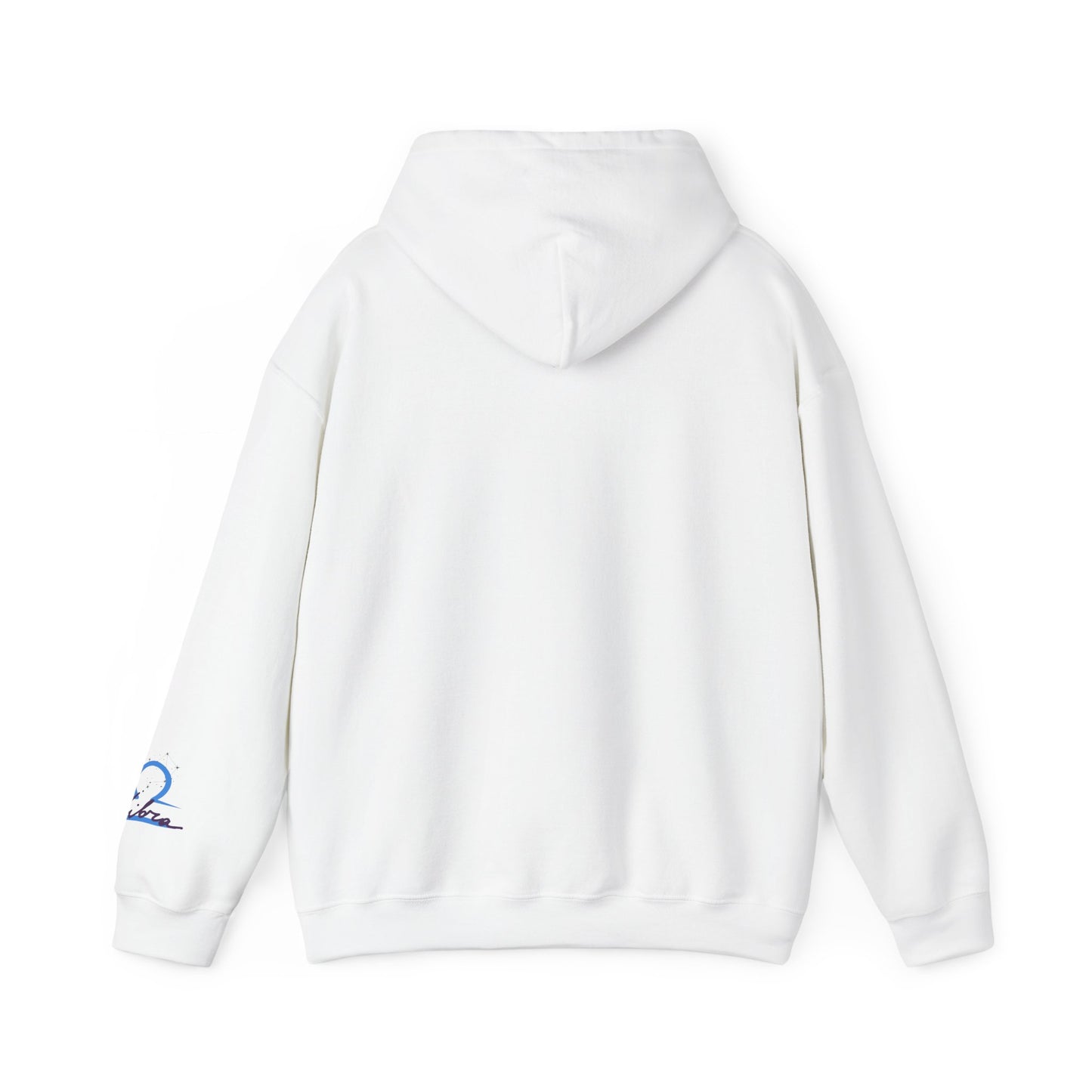 Libra Zodiac Hoodie — Minimal Blue Libra Symbol & Script Pullover