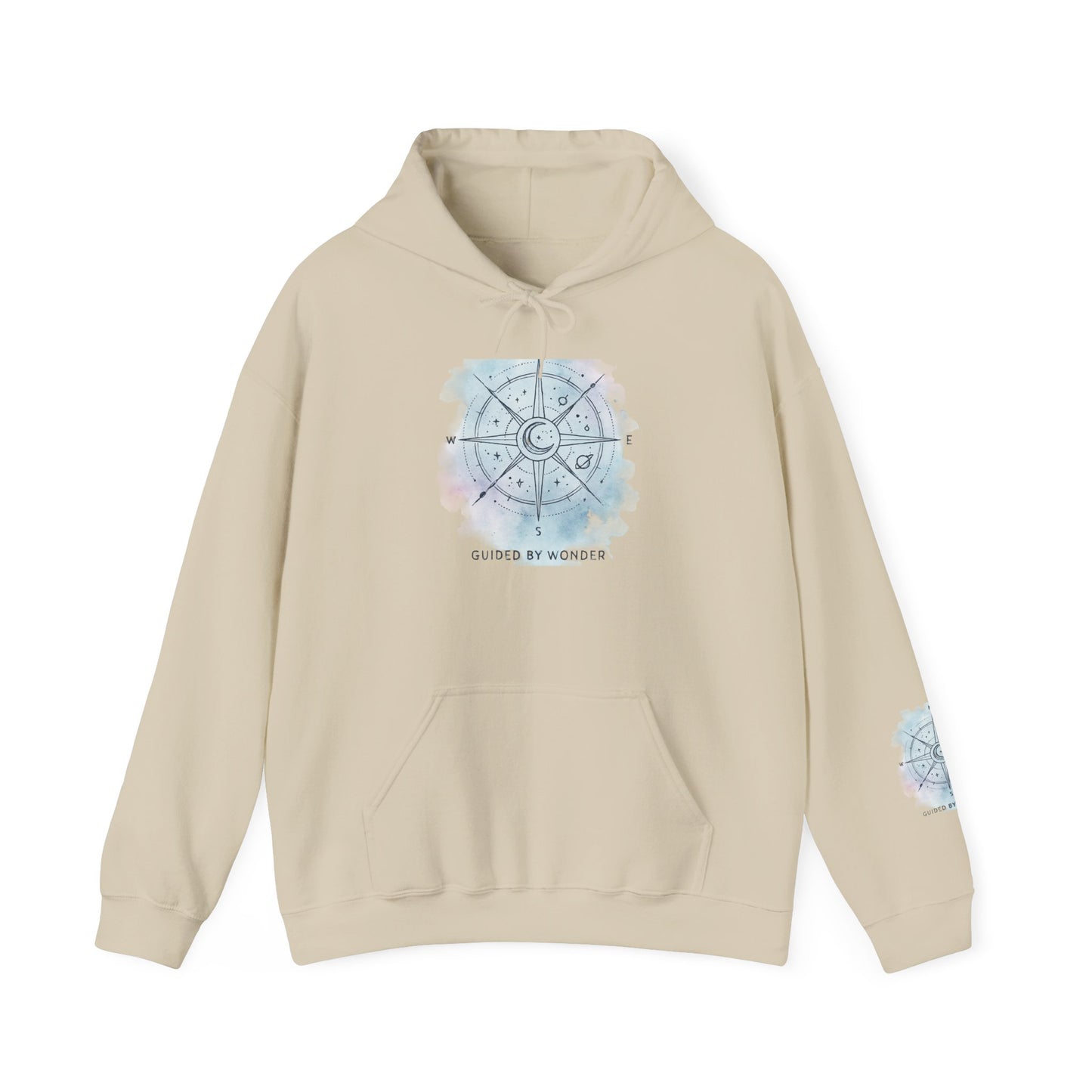 Compass Rose Watercolor Hoodie — ‘Lost by the Waves’ Nautical Travel Pullover
