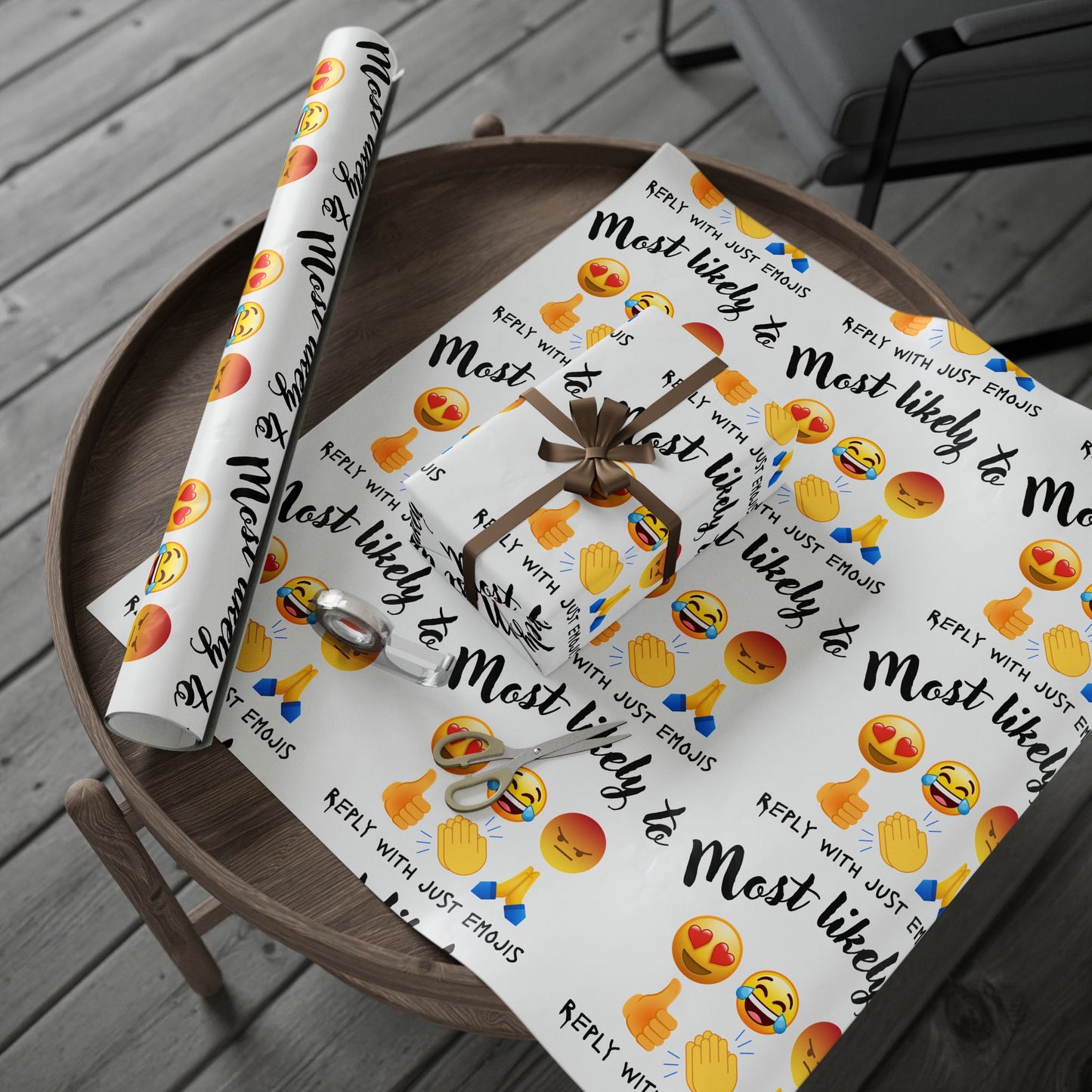 Fun Emoji Wrapping Paper, Gift Wrap for Parties, Birthday Decor, Holiday Gift Wrap, Celebration Supplies, Most Likely To Theme, Birthday Gift Wrap