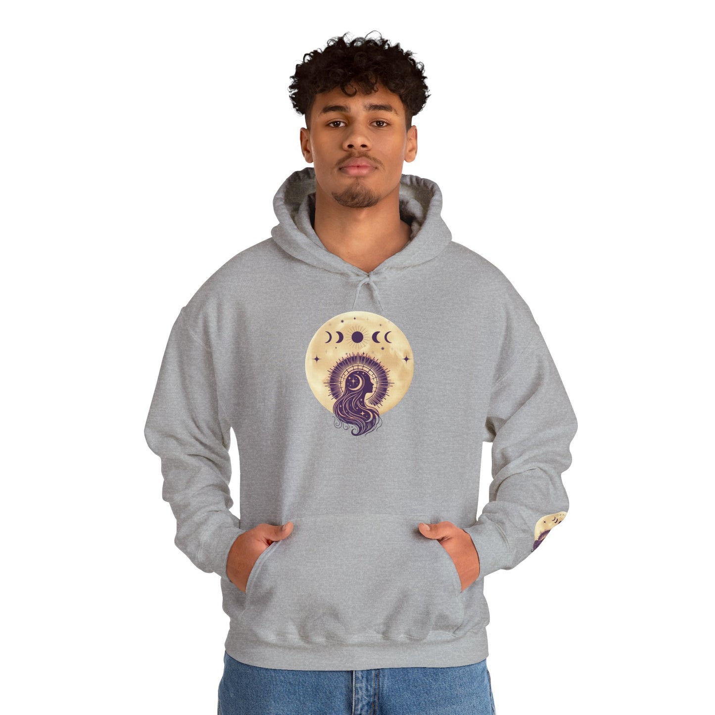 Moon Phases Mushroom Hoodie — Mystical Celestial Nature Graphic Hoodie