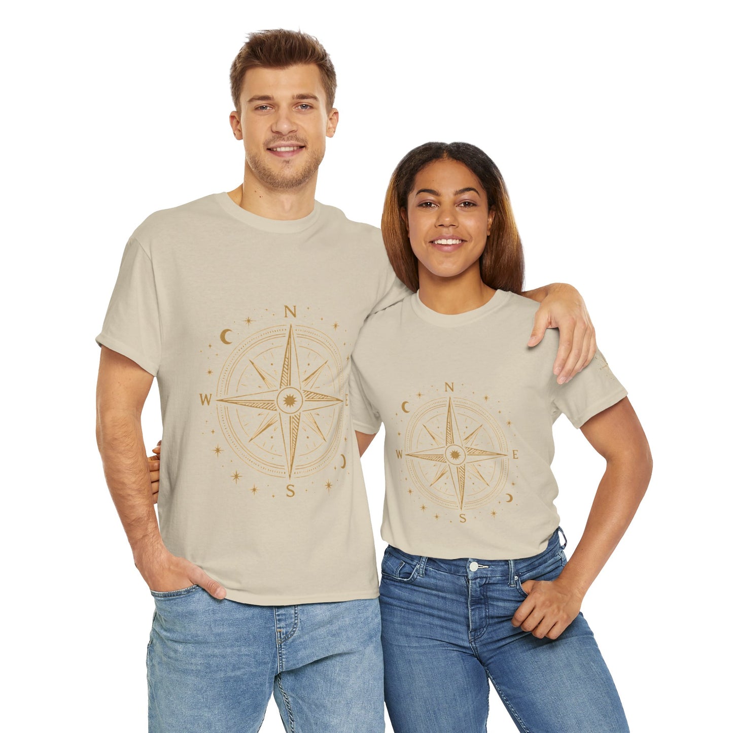 Compass Rose Tee — Minimal Gold Nautical Compass T-Shirt