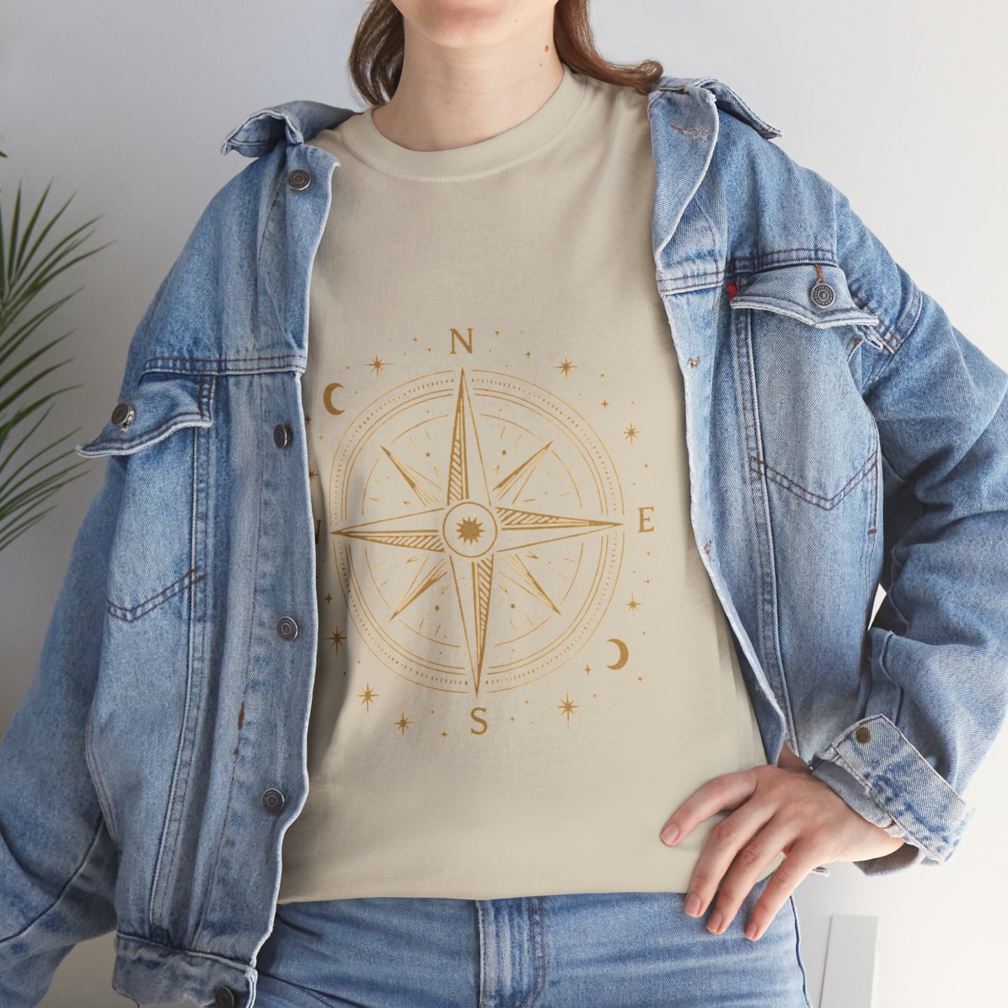 Compass Rose Tee — Minimal Gold Nautical Compass T-Shirt