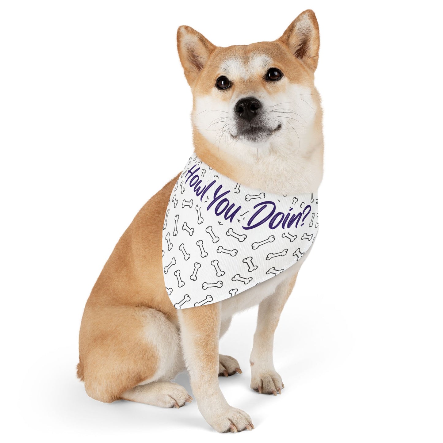 Howl You Doin? Dog Bandana Collar — Cute Bone Pattern Pet Accessory