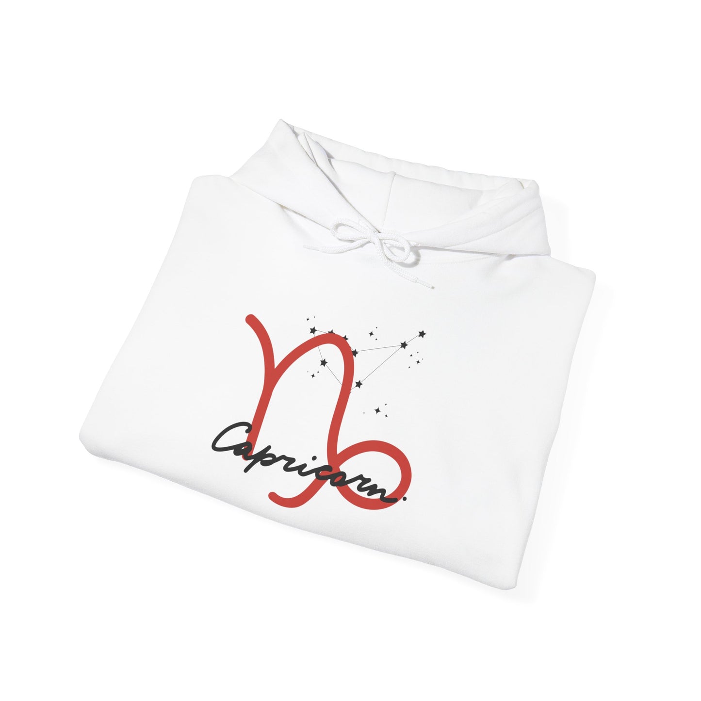 Capricorn Zodiac Hoodie — Red Script Astrology Sign Sweatshirt