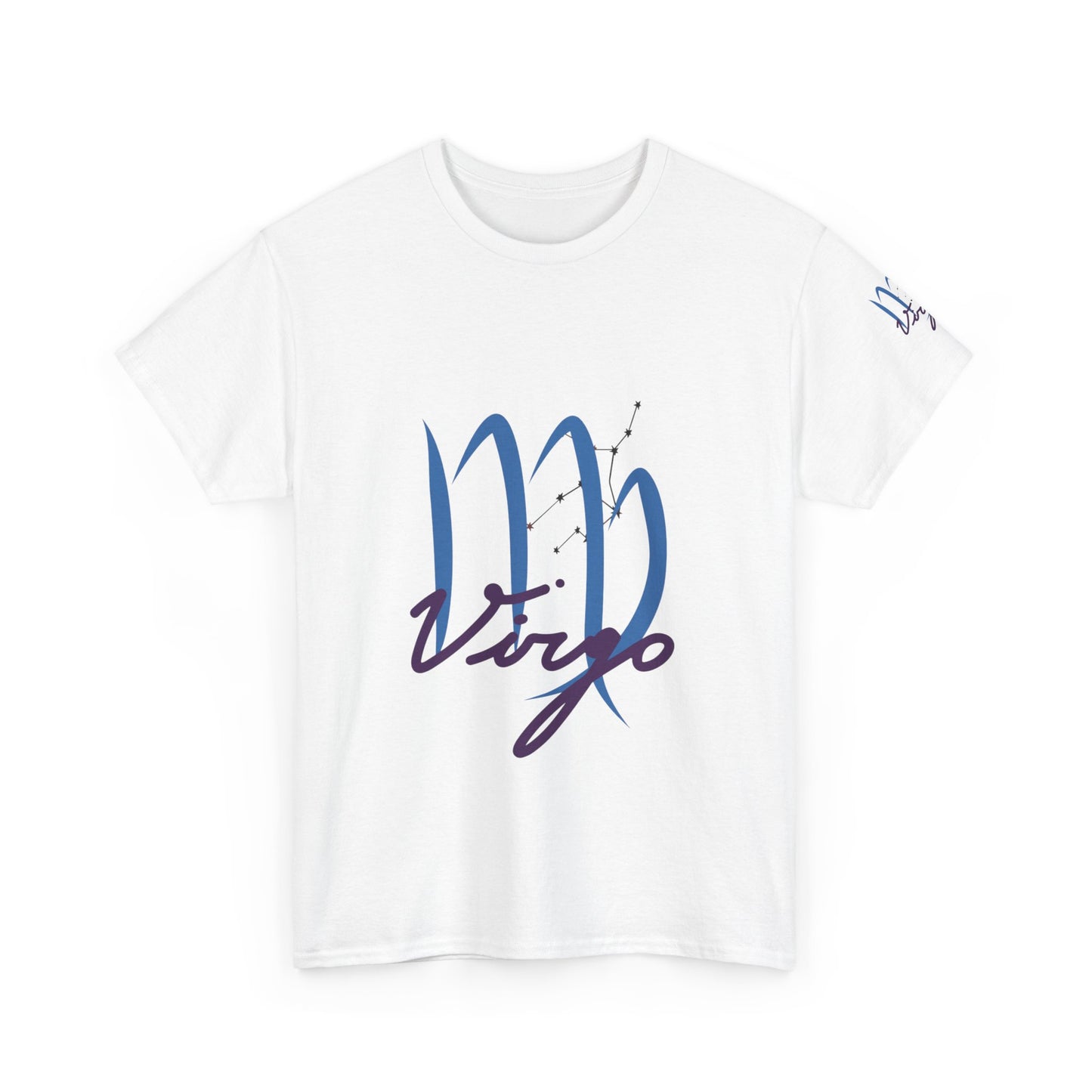 Virgo Zodiac T-Shirt – Elegant Blue Virgo Script Tee