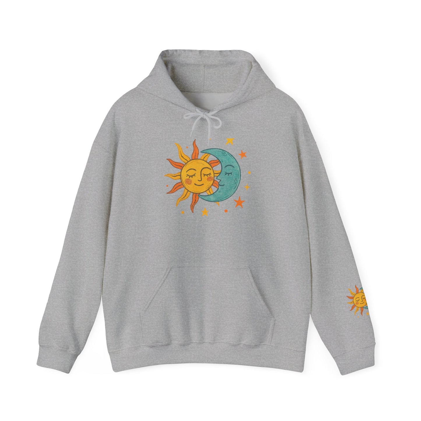 Sun and Moon Hoodie — Celestial Sun & Crescent Moon Graphic Sweatshirt