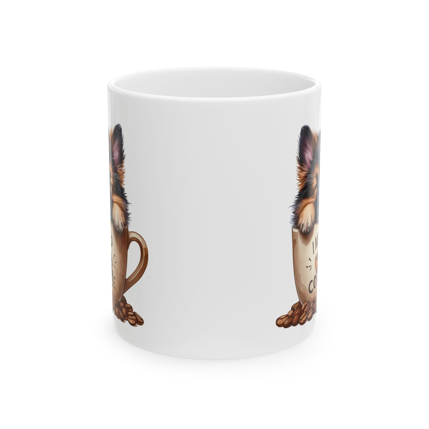 German Shepherd Coffee Lover Mug – Cute Dog Illustration Ceramic Mug (11oz, 15oz)