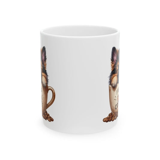 German Shepherd Coffee Lover Mug – Cute Dog Illustration Ceramic Mug (11oz, 15oz)
