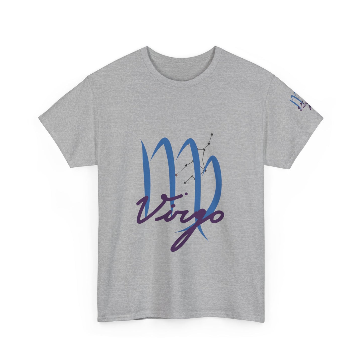 Virgo Zodiac T-Shirt – Elegant Blue Virgo Script Tee