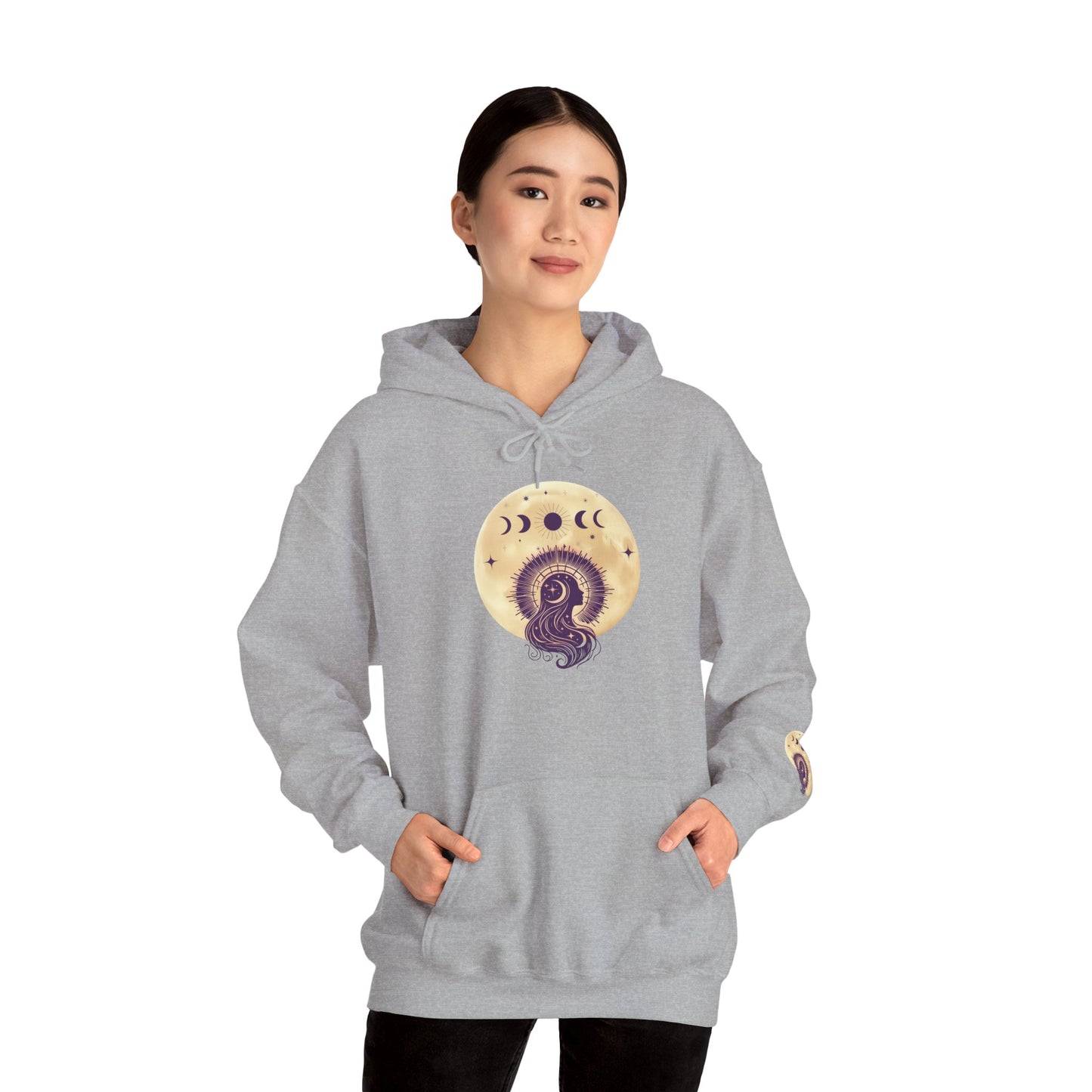 Moon Phases Mushroom Hoodie — Mystical Celestial Nature Graphic Hoodie