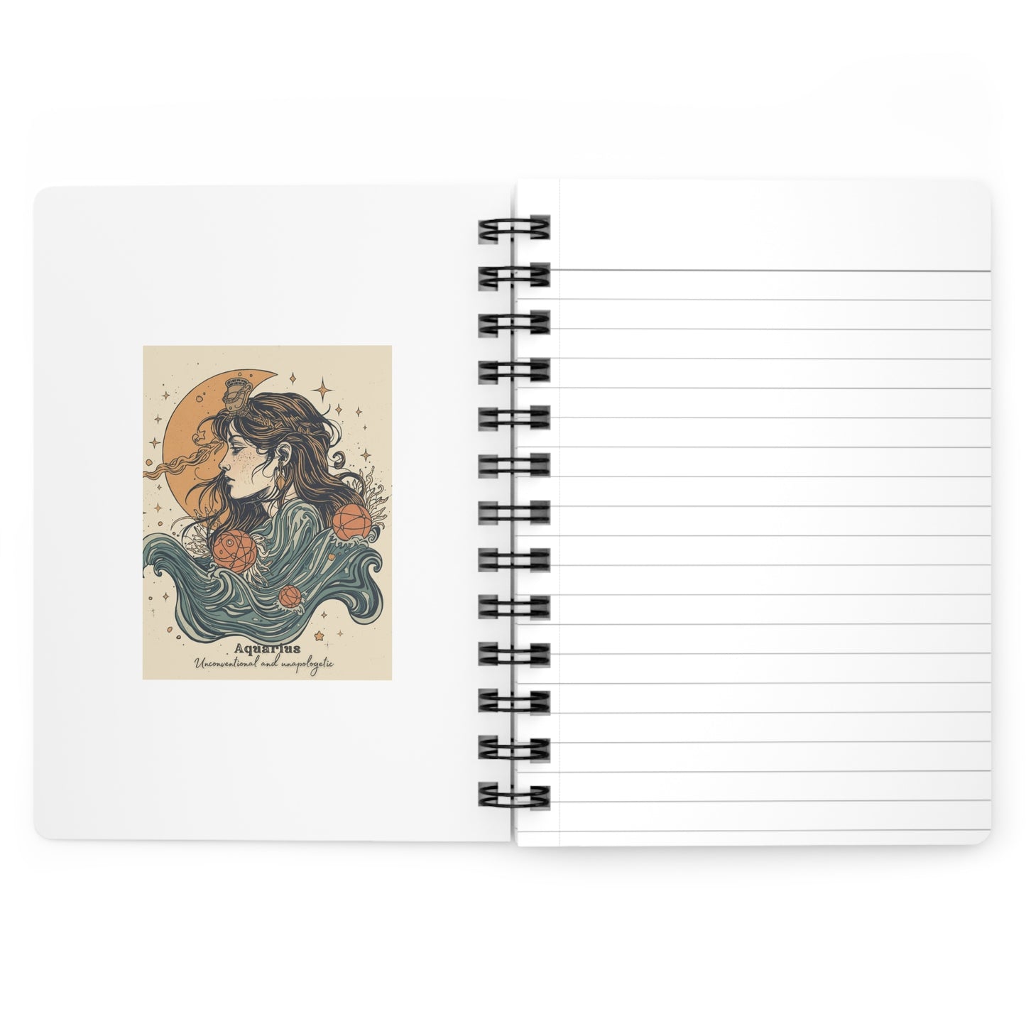 Aquarius Spiral Bound Journal - Celestial Zodiac Notepad for Astrology Lovers