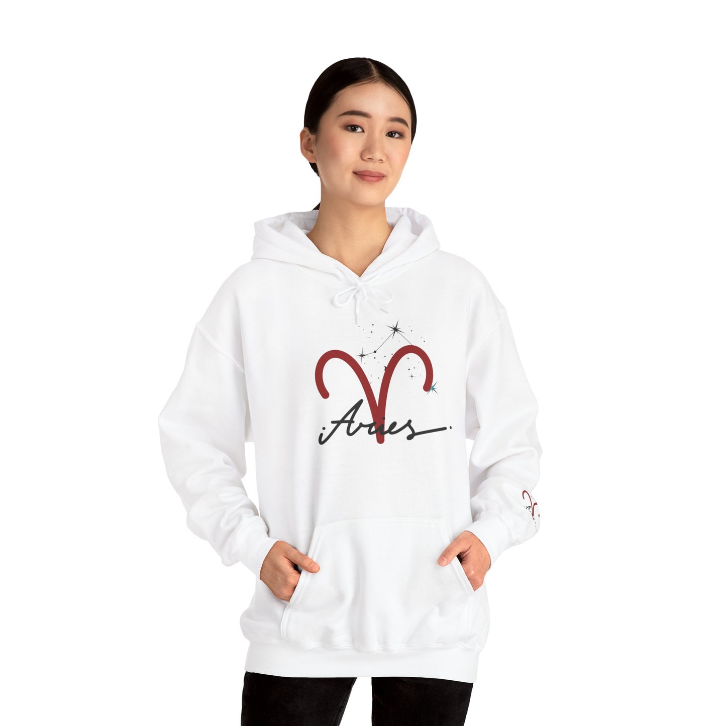 Aries Zodiac Hoodie — Minimal Script Aries Symbol Hoodie