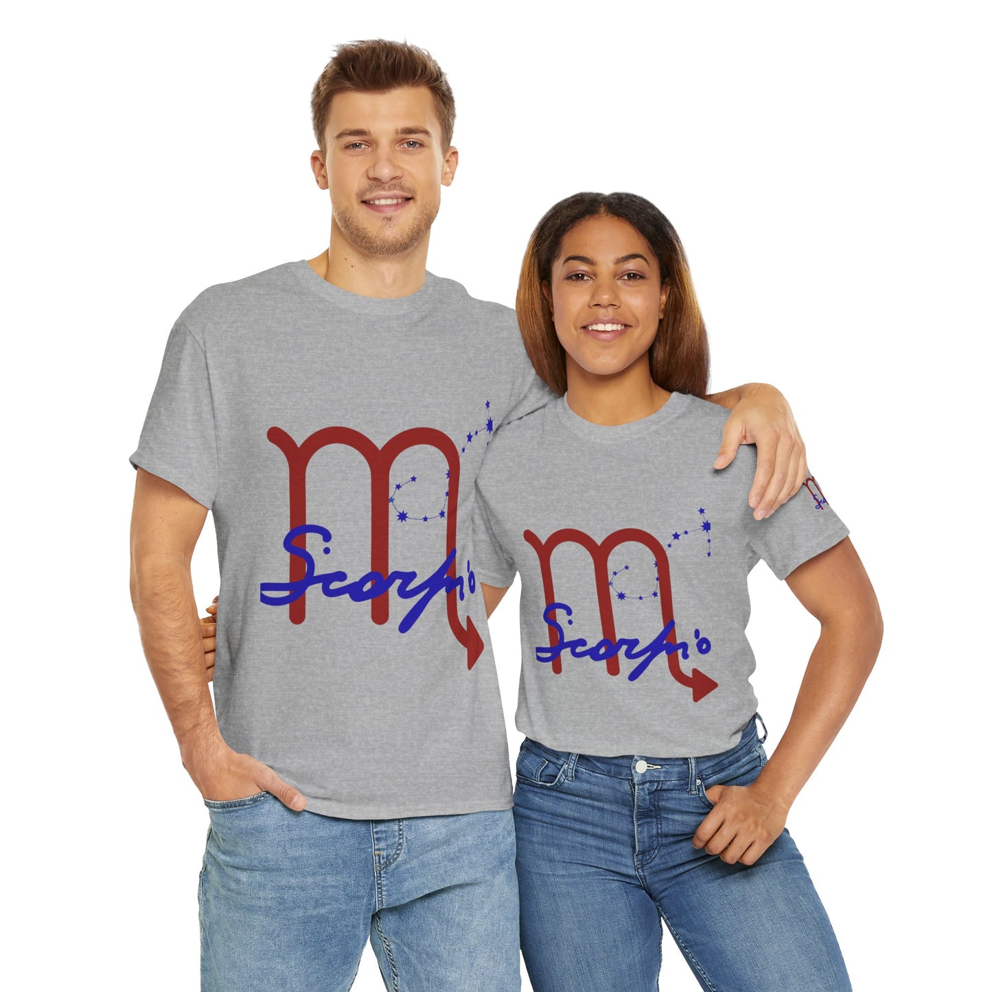 Scorpio Zodiac T-Shirt — Red Glyph & Script Astrology Tee