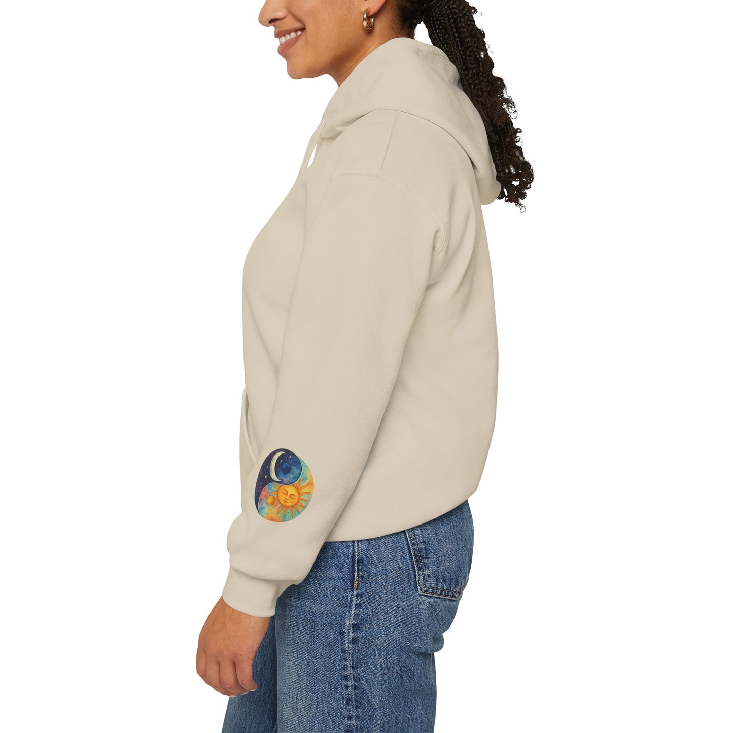 Sun and Moon Yin Yang Hoodie — Celestial Sun & Moon Graphic Sweatshirt