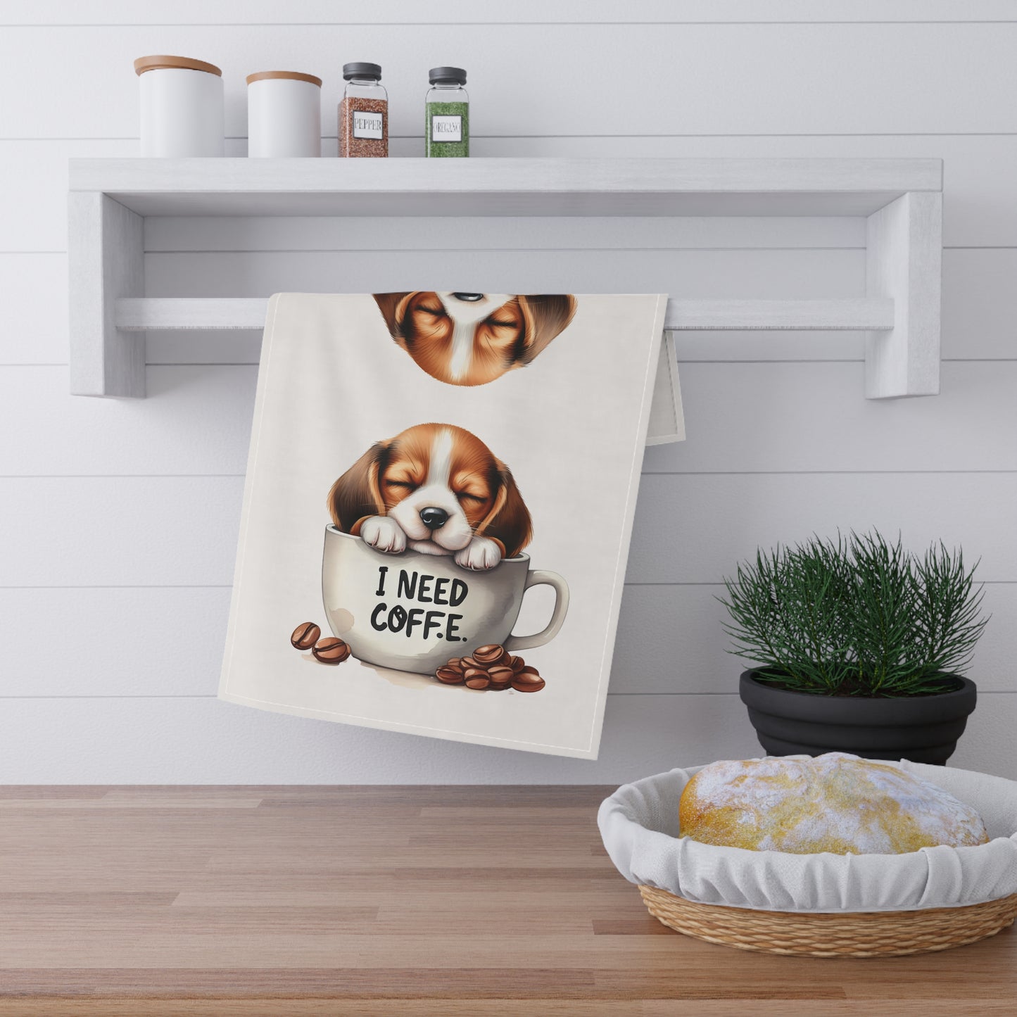 Cute Dog Coffee Tea Towels, Beagle Tea Towel