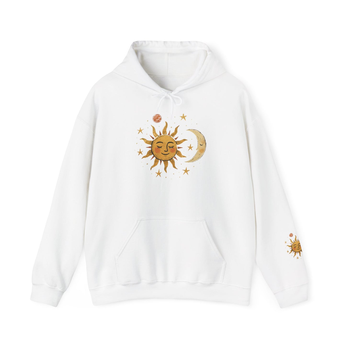 Sun & Moon Celestial Hoodie — Vintage Astrology Stars Graphic