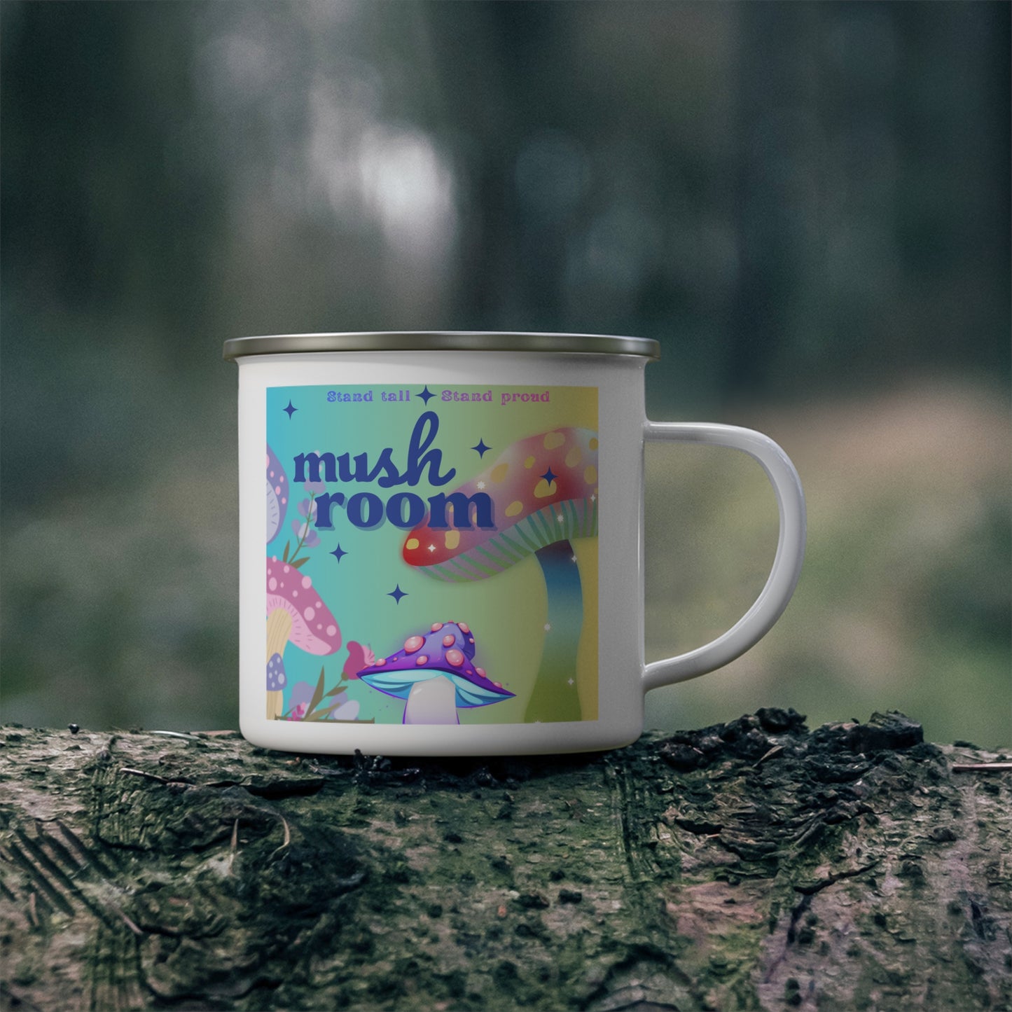 Mushroom Enamel Camping Mug - Whimsical Outdoor Adventure Drinkware