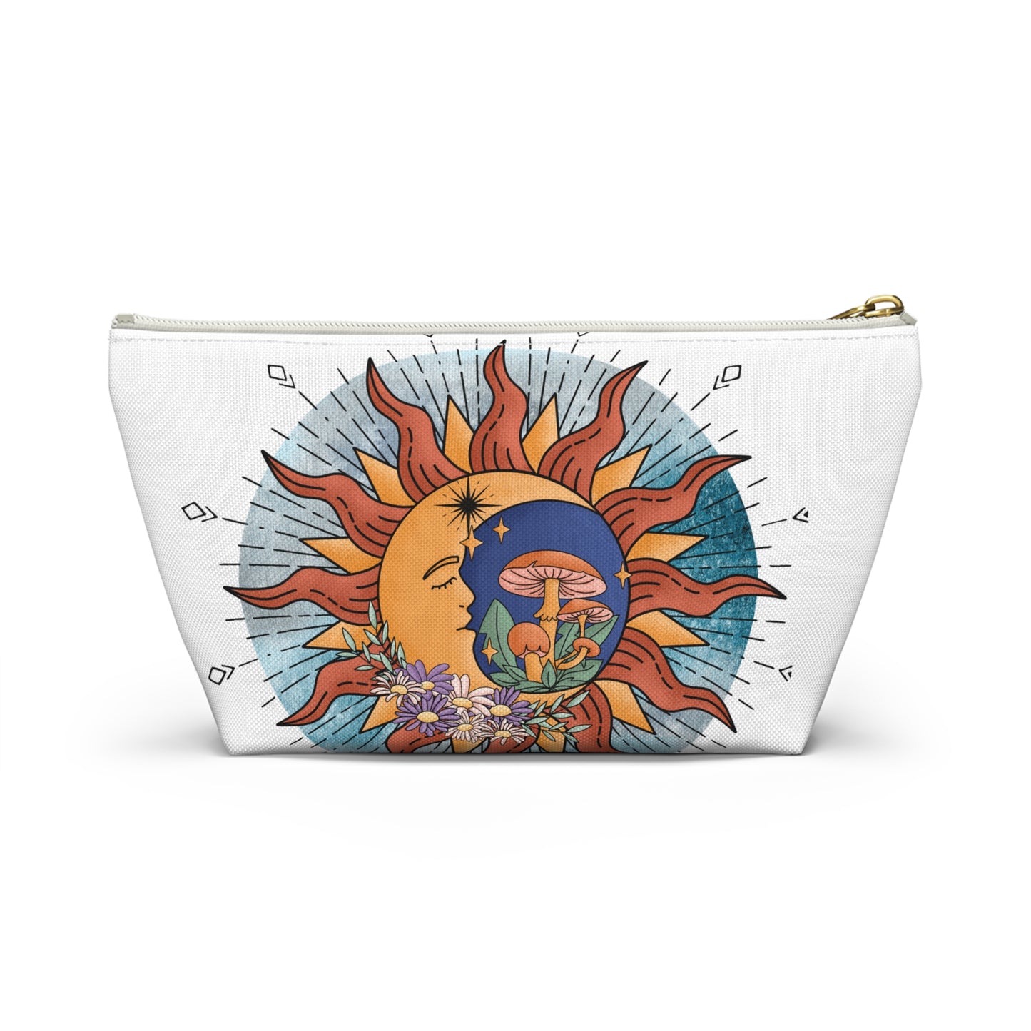 Sun and Moon Accessory Pouch | Boho Makeup Bag for Travel, Gift for Her, Cosmic Storage, Summer Festival Pouch