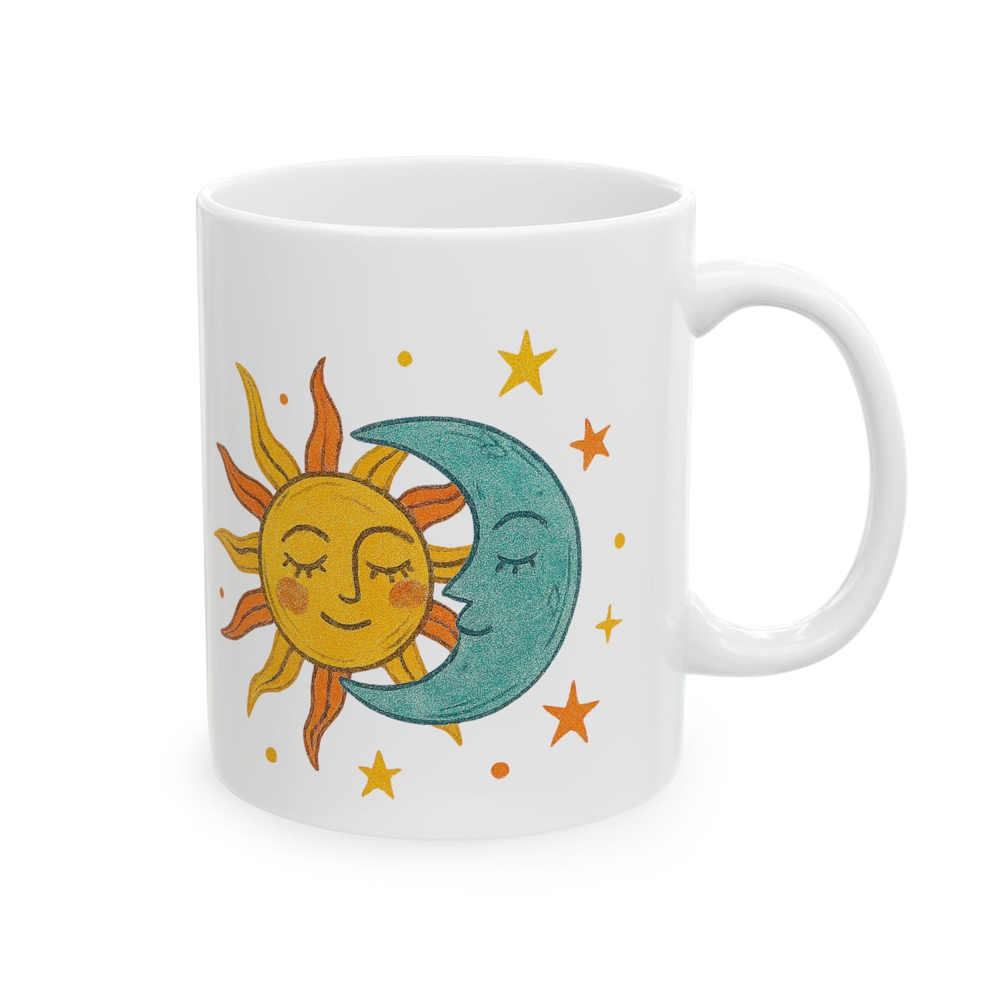 Personalized Sun & Moon Ceramic Mug — Boho Celestial Coffee Cup (11oz & 15oz)